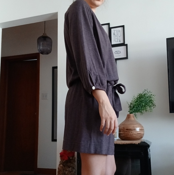 SOLD 5/30 🔮Taupe Belted Drop-Waist Dress - Picture 5 of 13